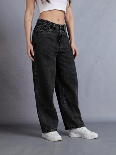 Image of INKD Women's Baggy Fit Jeans - Mid-Rise | 100% Cotton | Jeans for Women (Available in Plus Sizes)