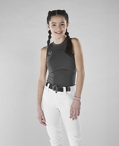 EvoShield Girls Racerback Chest Guard Sleeveless Shirt - Grey Youth Large
