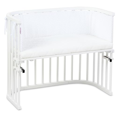babybay Nestchen Piqué passend für Modell Boxspring XXL, weiß Punkte perlgrau