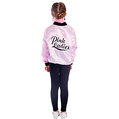 Disfraz 50s chaqueta satín rosa niñas con accesorios miniatura 7
