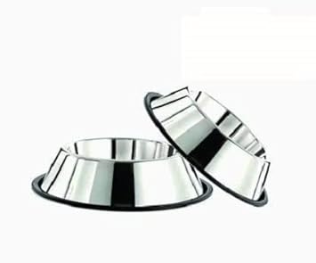 FUREVER FRIENDS Stainless Steel Dog/Cat Bowl (400ml,Silver), Dog/Cat Food & Water Bowl (Small-Pack of 2),Scratch Proof Pet Bowls