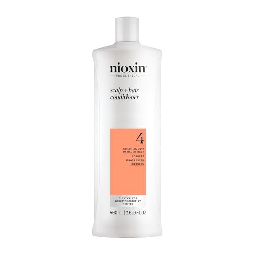 Nioxin System 4 Scalp + Hair Conditioner | For Colored or Damaged Hair with Progressed Thinning | With Niacinamide and Biotin | 16.9 Fl oz.