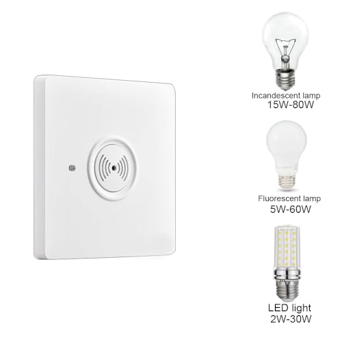 Gebildet 2Stück Klatschton-aktivierte Schalter,Sprachlicht Klatschton Steuerungsschalter,kabellose Wand Klangaktivierungsschaltersteuerung für Schlafzimmer,Küche,Dachboden,TV-Geräte,12~250V/1Ampere