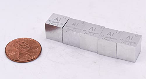 Image of 0.39 inch 10mm Aluminium Metal Cube Al up to 99.9% Pure Periodic Table Element Engraved Density Collection Science Education Display Block Cube + Acrylic Case Box - 1PC