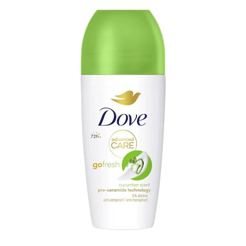 Dove Deodorante Roll-On Donna Advanced Care Go Fresh, Anti-traspirante 72H al Cetriolo, Senza Alcool, con Pro-Ceramide, 50ml (1)
