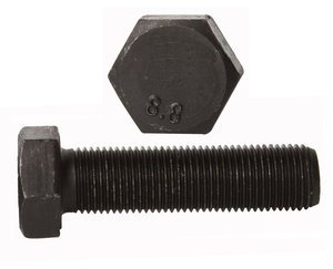 M16-1.50 x 45mm Hex Cap Screw, Class 8.8 Steel, DIN 933/961, Plain Finish, Black Color, Fully Threaded (Metric), (Quantity: 25), RoHS Compliant, Fine Thread (UNF), for Indoor/Interior Use