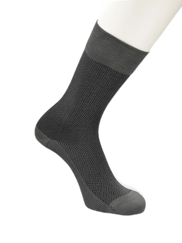 Image of Theater Grey & Black Men's Socks | Mercerised Cotton | Mid Calf Length | Anti-Bacterial | Luxury Office Wear | Soft & Durable