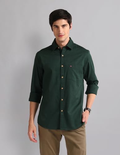 Image of Arvind Geometric Patterned Slim Fit Shirt