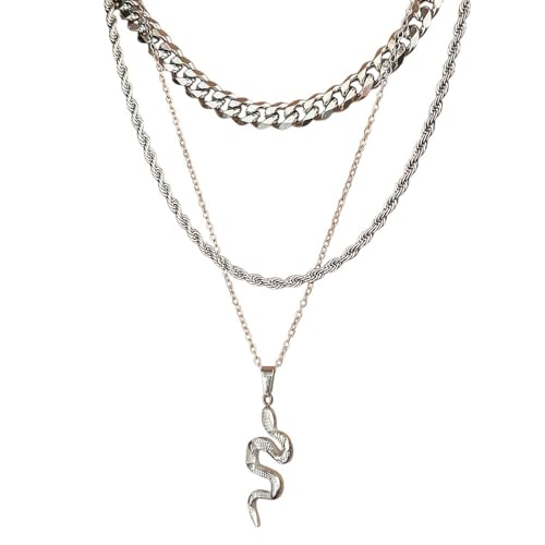 Colliers en acier inoxydable avec pendentif serpent cadeau créatif
