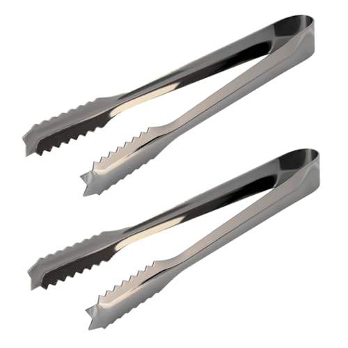 Pinze per ghiaccio da 2 pezzi, pinze piccole in acciaio inossidabile Utensili da portata Accessori da bar con punta seghettata per secchiello per il ghiaccio dell'hotel del (Placcato nero)