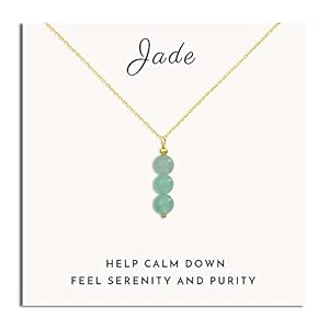 SmileBelle Jade Necklace for Women, Dainty Crystal Necklace With Jade Beads, Green Necklace Crystal Pendant Necklace as Birthday Gifts Ideas for Adults Women, Jade Jewelry as Crystals Gifts