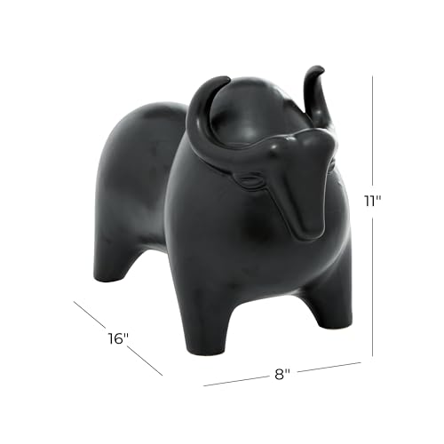 Escultura Decorativa de Cerámica Porcelana Toro Negro 13"x6"x9" miniatura 6