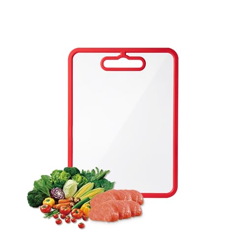 Tempered Glass Cutting Board for Kitchen Counter, Chopping Board with Non-Slip Edges, non toxic cutting board Set dishwasher safe, Heat & Shatter Resistant (Red 15"×11") Gray 1 PC
