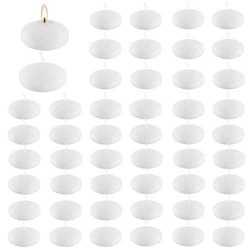 WANDGU 50 stelle galleggianti in stearine premium: 3,8 x 1,5 cm, candele galleggianti ecologiche senza gocce o fumo, decorazione per matrimoni, casa, bacini (4 ore di combuszione, eventi romantici)