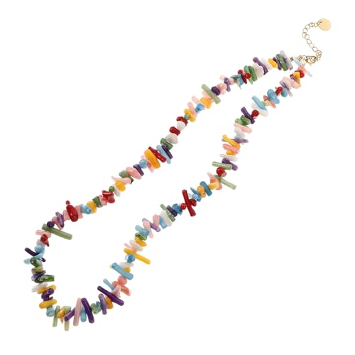 MUCKLILY Collier Ras-de-Cou en Corail Baroque pour Femme Perles Naturelles Violet Clair Style Plage et Vacances Bijou Léger et Solide Accessoire Mode Estival