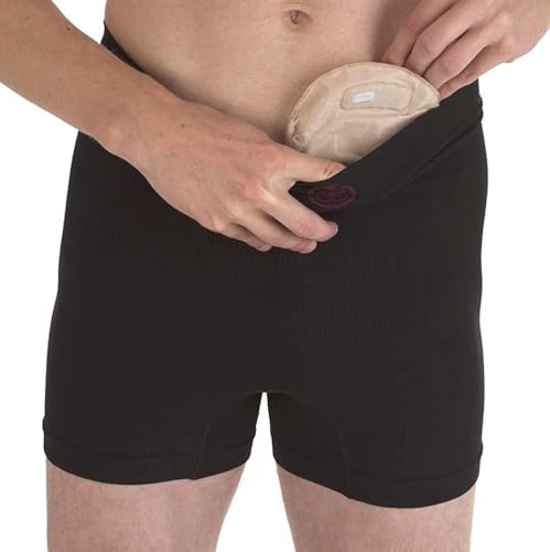 Comfizz Unisex Ostomy/Post Surgery Support Boxers | Level 2/Medium Support | High Rise Waist (Black, S/M)