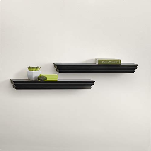 Melannco Floating Wall Mounted Moulding Shelf, Set Of 2, Black - 5238437 #TOP1