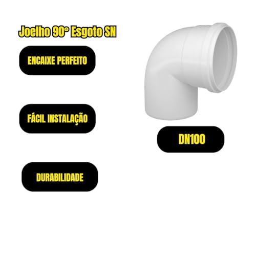 FORTLEV, Joelho Esgoto Simples 90º 100mm Encanamento Canos 10und