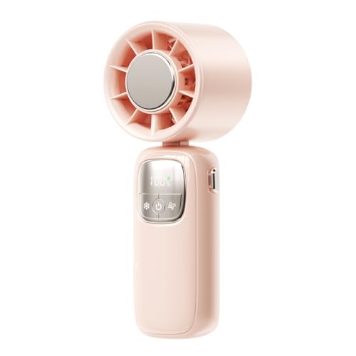 Teksome Ventilador Portátil de Mano - Refrescador de Aire Personal | Velocidades Ajustables Pantalla LED Plegable para Maquillaje Trabajo Calor Vacaciones Actividades Exteriores Acampada Trayectos