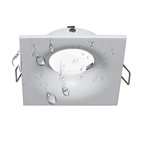 Planetitaly Porta faretto bianco quadrato IP65 box doccia bagno turco sauna incasso 70mm supporto luci LED GU10 MR16 GU5.3