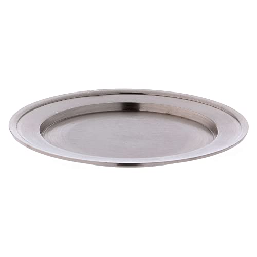 Candle Holder Plate in matt Silver-Plated Brass