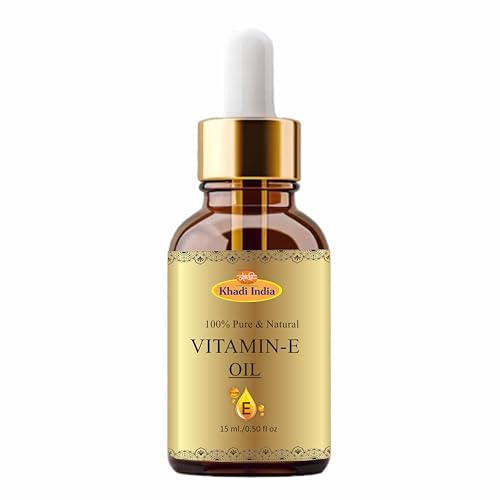 Image of Khadi 100% Pure Natural Herbal Vitamin E Oil with Glass Dropper for Healthy Skin, Hair & Nails | Pure | Lightweight | All Skin Types | Men and Women