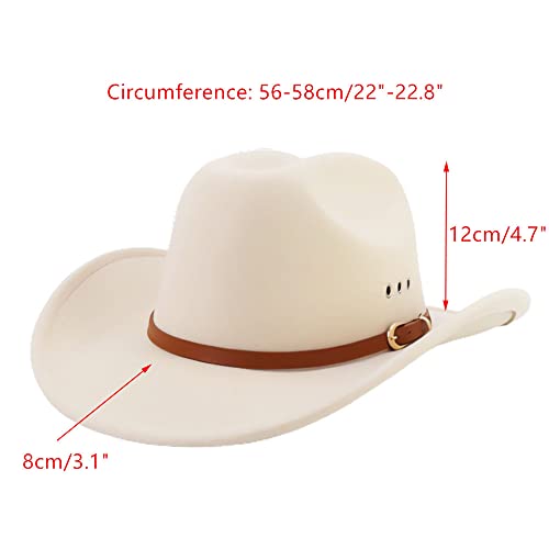 Exvvqoqo Men & Women Western Style Hat Wide Brim Outdoor Fedora Hat Cowboy Cowgirl Hats With Buckle Belt Moshen-Yzd003 Beige #TOP1