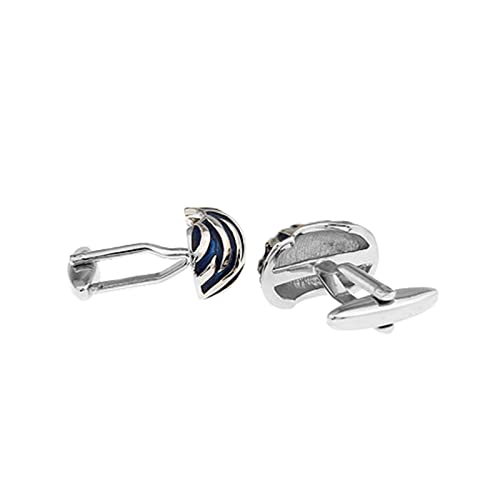 Mancuernillas ovaladas azules para camisa para hombre miniatura 1