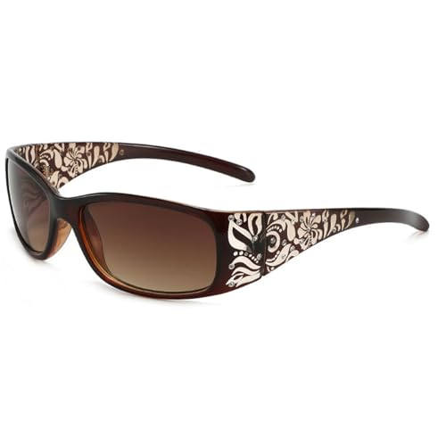 willochra fashion Y2K Polarized Sunglasses for Women Rhinestone Wrap Around Rectangular Sunglasses UV400 Protection