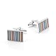 Jonwo Bunt Streifen Rechteck Manschettenknöpfe Herren In Geschenkbox Silber Klassisch Männer Cufflinks Manschettenknöpfe Hochzeit Hemd Party Geburtstag Jubiläum Kleid