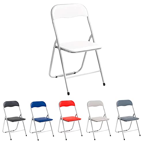 Marvin Sedia Pieghevole Imbottita Salvaspazio Portatile Richiudibile Da Interno Esterno Giardino Campeggio Ufficio Resistenti Ferro Leggere Colorate Comode Con Schienale Poggiapiedi (White)