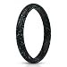 ThunderFit Women's Thin and Stackable Silicone Rings Wedding Bands - Single Ring 2.5mm Width - 2mm Thick (Black with Teal Glitter, 7.5-8 (18.2mm))