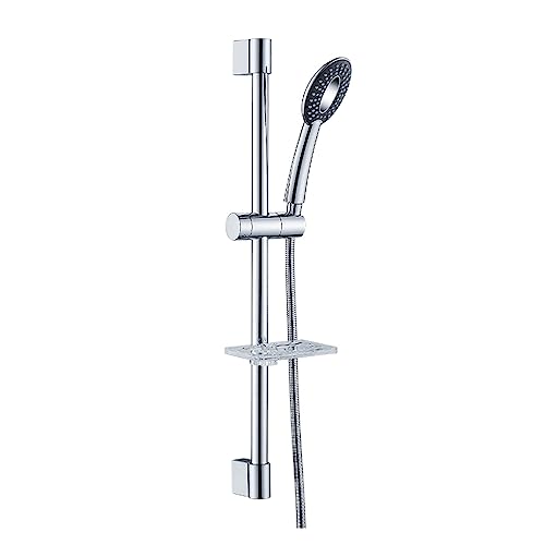 Barre coulissante de douche kit support chromé avec pomme de douche à main