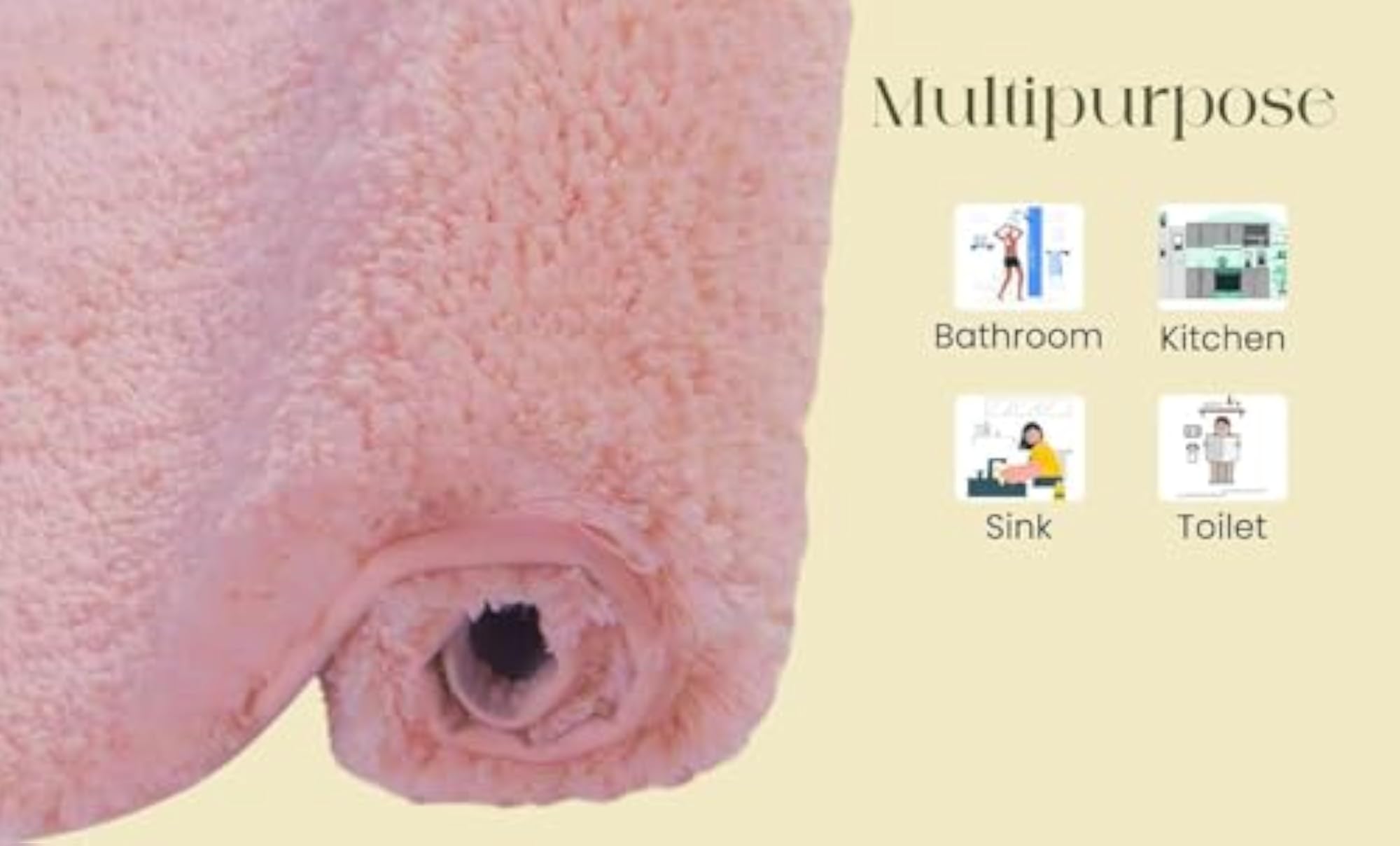 Microfiber Bath Mat Super Soft Non Slip Vegas Rectangular Mats