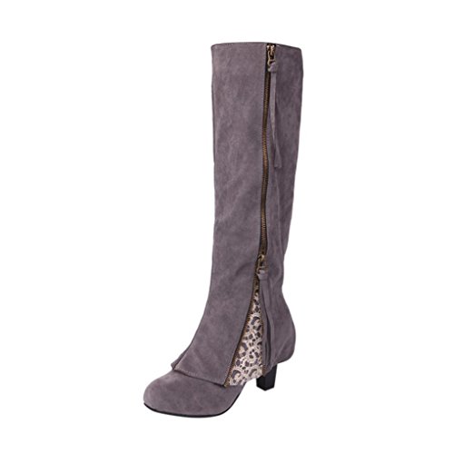 Women Boots, áƒ¦ Ninasill áƒ¦ Exclusive Wedge Buckle Biker Ankle Trim high-heeled Zip Lace Ankle Boot Shoes (8.5, Gray)