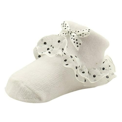Infant Baby Girls Socks Lace Sock Newborn Bowknot Ruffle Eyelet Ankle Warm Dress Sock Newborn/Toddlers