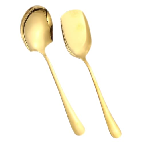 SOLUSTRE 2pc Stainless Steel Soup Spoon Shovel Large Serving Utensils for Buffet for Dinner Wedding Party
