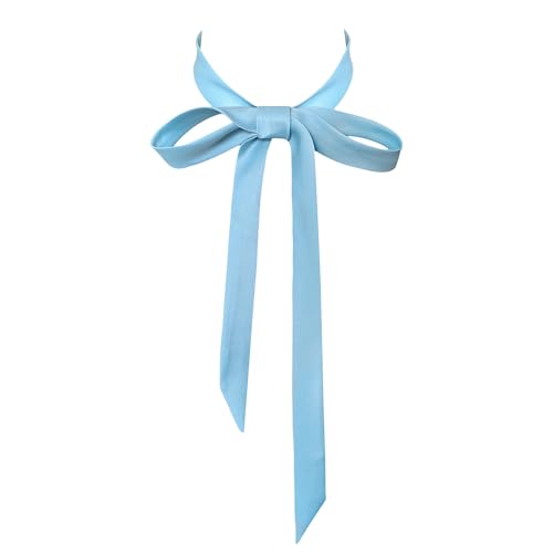 Krawatten für Damen, zum Selbstbinden, lange Fliege für Büro, Dame und Schule, Mädchen, T-Shir oder Uniform-Zubehör, W-B-T1, Hell, blau, Einheitsgröße