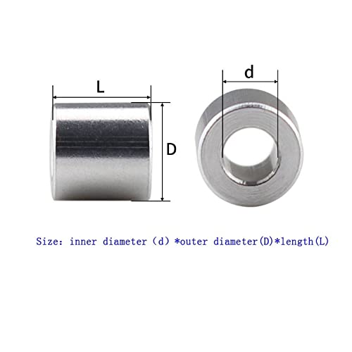 Anneaux élastiques en acier inoxydable 304 Rondelles plates, bagues, entretoises, manchons, entretoises en alliage d'aluminium, plusieurs tailles, 10 pièces(D2.6xD5xL6mm)