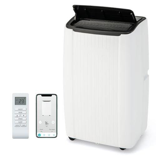 GOPLUS Climatiseur Mobile 12000BTU, 6 en 1 Fonction Refroidisseur, Chauffage, Ventilateur & Déshumidificateur, Automatique, Mode Veille, Contrôle Télécommande& App Wifi, Minuterie 24H, 42㎡