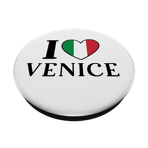 I Love Heart Venice Italy Proud Italian Flag PopSockets Swappable PopGrip, Black - Image 2
