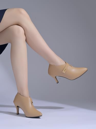 Image of Shoetopia Women's Pointed Toe Heeled Bellies - Elegant Slip-On Pumps with Strap Detail | Office Shoes
