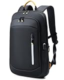 Slim Laptop Backpack for Men - Expandable Business Backpack Fits 17.3 Inch Laptop, Anti Theft Work Backpack with USB Charging Port, Water Resistant Lightweight Computer Backpack for Work College,Black