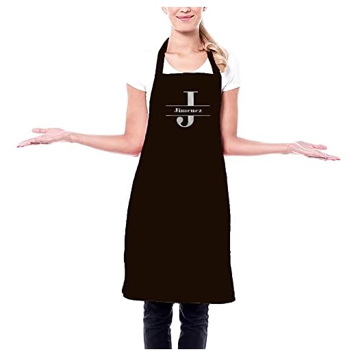 CALLE DEL REGALO Delantal Negro Bordado con la Inicial Que desees