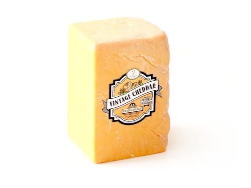 7-Year Aged Extra Sharp Yellow Cheddar Cheese Block | 2.5 lb Half Loaf | Rich, Extra Sharp & Creamy Aged Cheddar