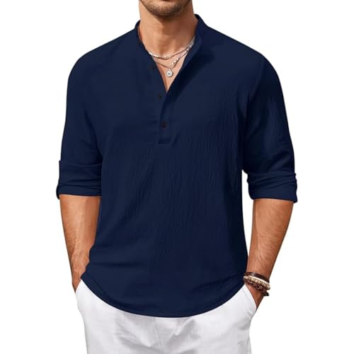 Image of Bellstone Men's Cotton Blend Solid Regular Fit Full Sleeve Short Kurta | Men's Trendy Short Kurta | Ethnic Stylish Casual Lightweight Summer Kurta for Daily and Occasion Use