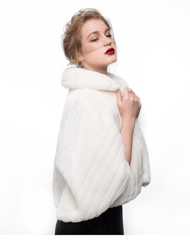 BEAUTELICATE Faux Fur Shawl For Women Soft Fur Stole Wrap Shrug For Winter Wedding Event2