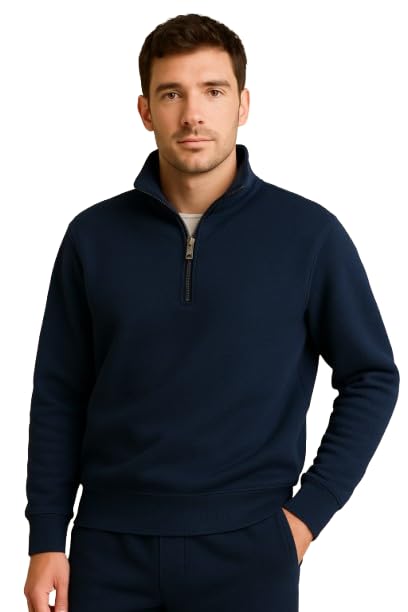 Men's Quarter-Zip Pullover Sweatshirt, Classic Mock Neck, Long Sleeve, Casual Athletic Wear-picture-30