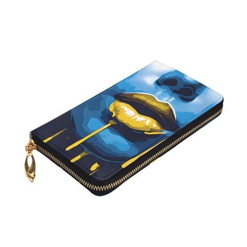 Stylish Gold Lips Womens Long Wallet Purse, Large Capacity Pu Leather Purses With Multiple Card Slots, Phone Card Holder, Clutch Case, Credit, Coin, And Bill Organizer3
