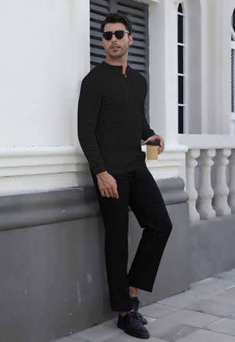 MLANM Men's Henley Knit Sweaters Long Sleeve Pullover Sweater Casual Fashion Thermal Sweaters4